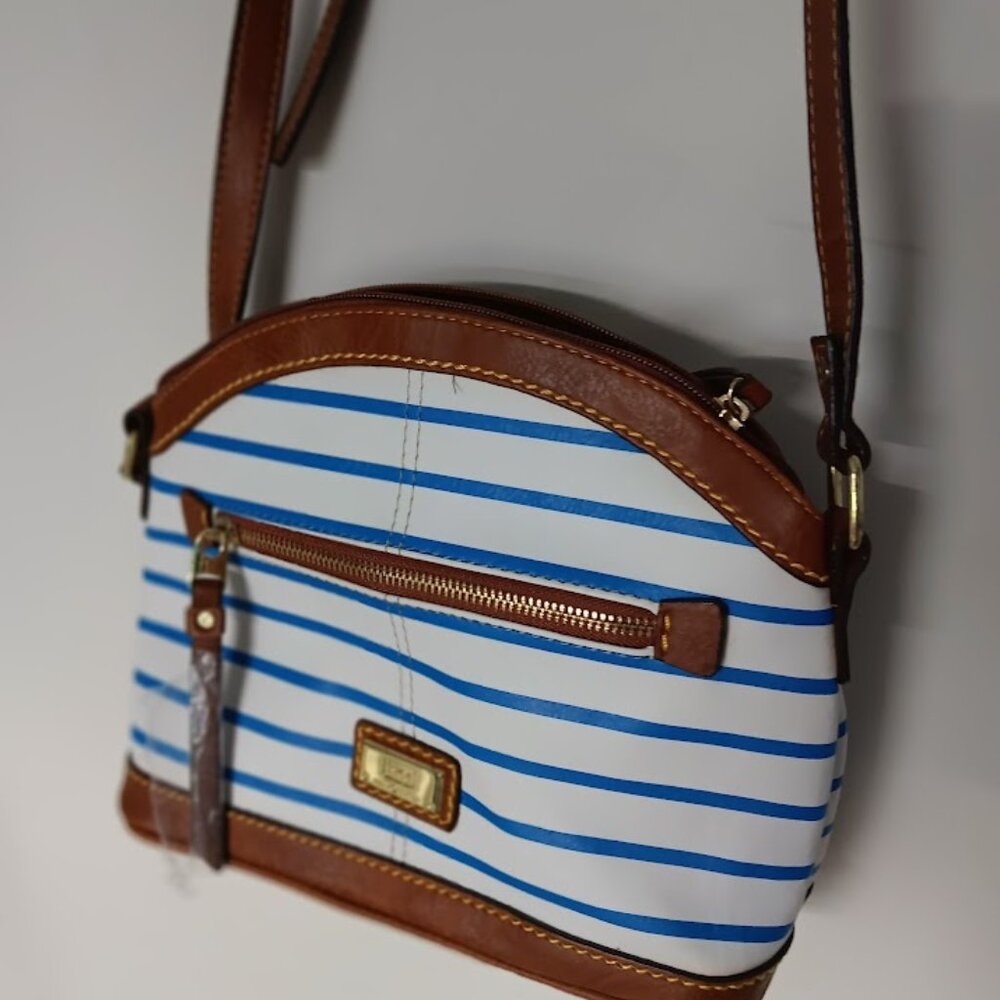 b.o.c. crossbody bag for women NWOT White with Blue Stripes